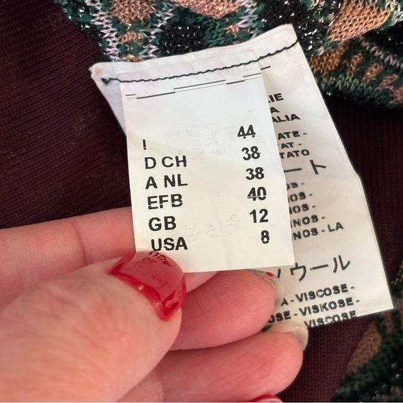 M Missoni Multicolor Checkered Metallic Knit Skirt Size 8 - Picture 6 of 10